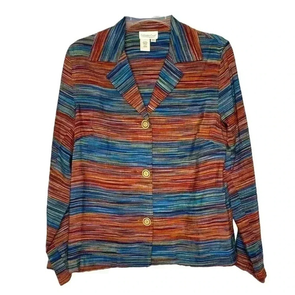 Coldwater Creek Women’s Linen Boho Striped Blazer Jacket - Picture 1 of 5